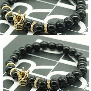 Set/2 LaLuceY Couple Black Obsidian/White bracelet